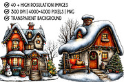 Christmas Victorian Houses Clipart, an Illustration by Pixels.Craft (Thumbnail 4 of 6)
