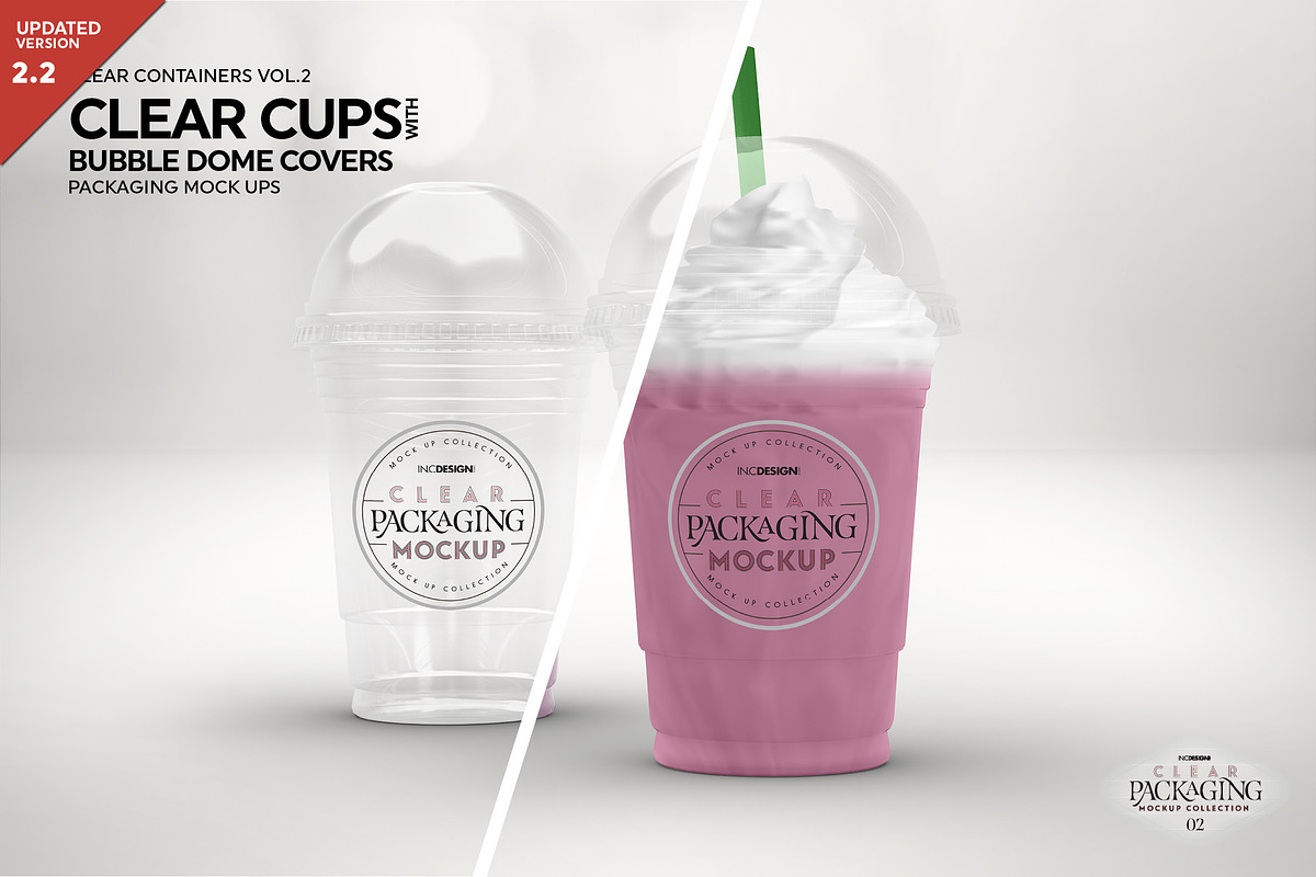 Clear Cups with Dome Covers Mockup, a Cups & Container Mockup by INCDesign (Photo 1 of 8)