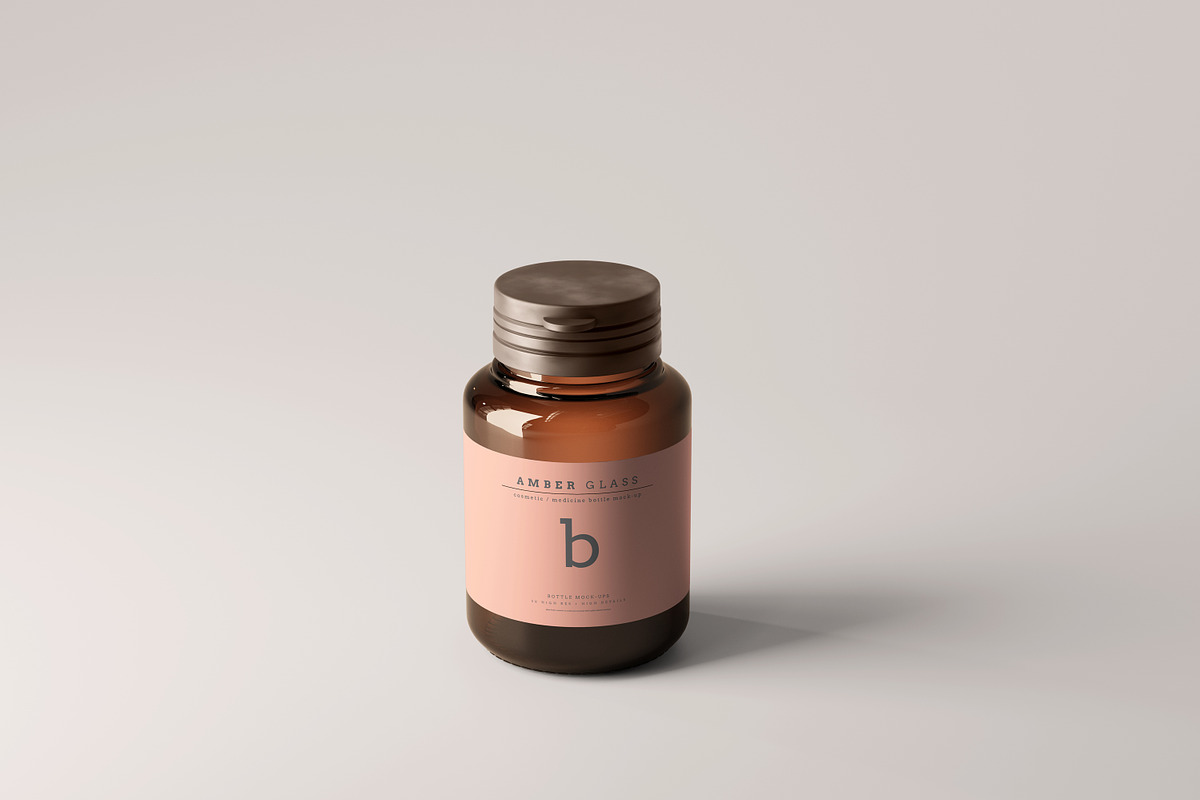 Amber Glass Bottle Mockups, a Cups & Container Mockup by pmvch (Photo 2 of 20)