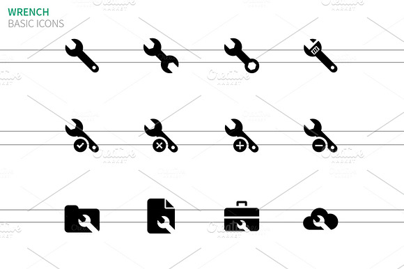 Repair Wrench Icons On White