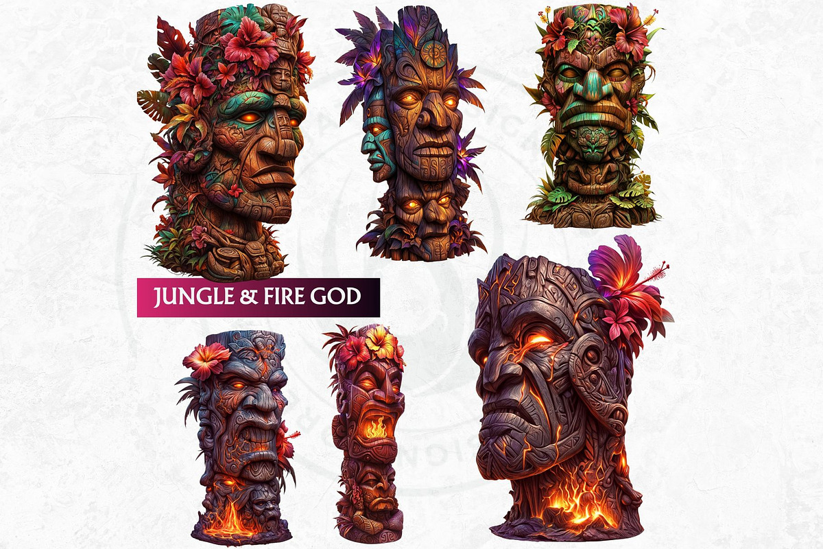 Modern Tiki Totems Clipart Set, a Decorative Illustration by ThatsDesignArt (Photo 10 of 10)