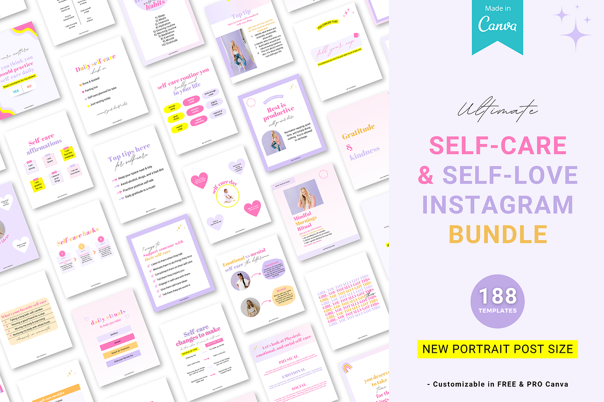 Self-care Instagram Canva templates, a Templates & Theme by Cate Creates (Photo 7 of 7)