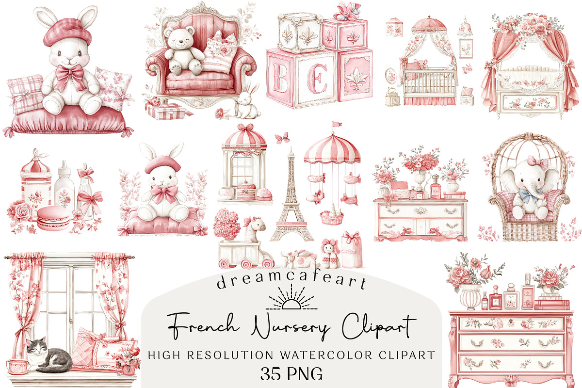 French Nursery Clipart, an Illustration by DreamCafeArt (Photo 1 of 6)