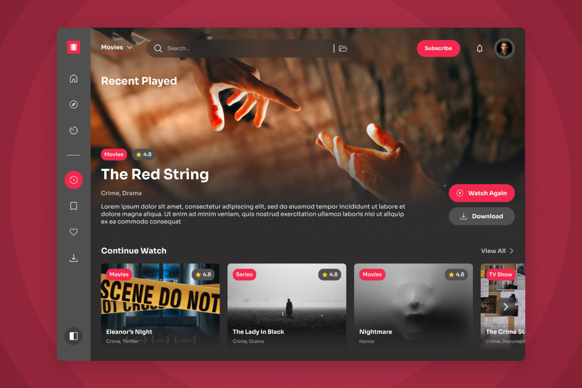 Movie Streaming UI Dashboard Design, an UI Kit Template by twinstd (Photo 4 of 5)