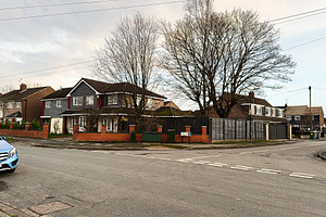 Family home Orkney Drive street in Manchester with trees and a parked car on a, a Photo by AS photostudio