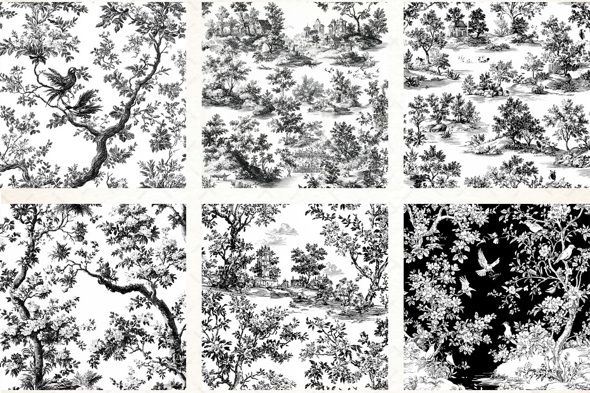 Black White Spring Pattern, an Illustration by DreamCafeArt (Photo 2 of 3)