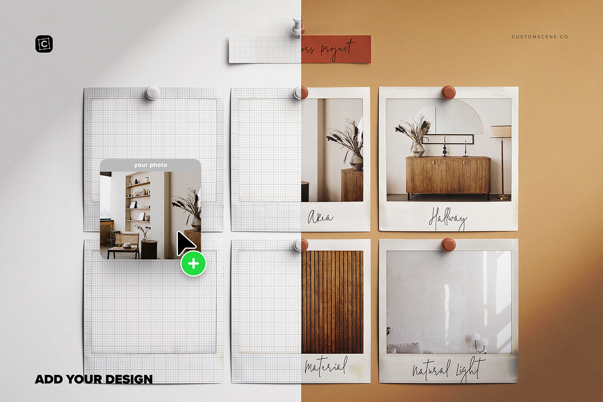 Moodboard Pinned Polaroids Mockup, a Print Template by Custom Scene (Photo 4 of 7)