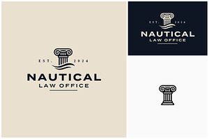 Greek Column Pillar Sea Wave Logo, a Branding & Logo Template by Enola99d