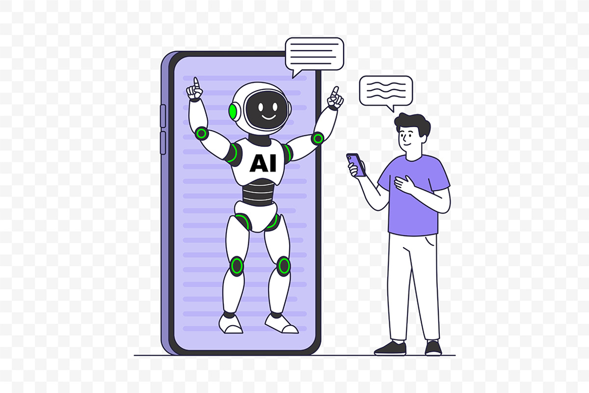 AI Chatbot Conversation Illustration, a Technology Illustration by Partikusi Design (Photo 2 of 3)