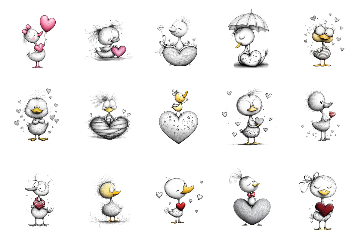 Cute Baby Duck Valentine Clipart, an Illustration by designcity5 (Photo 3 of 5)