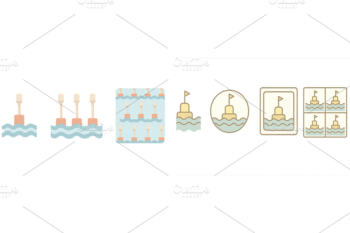 Colorful buoy illustrations floating, an Illustration by ZinetroN