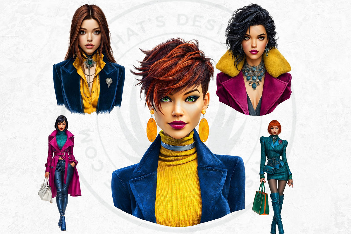 Modern Winter girls cliparts, a Seasonal Illustration by ThatsDesignArt (Photo 5 of 18)
