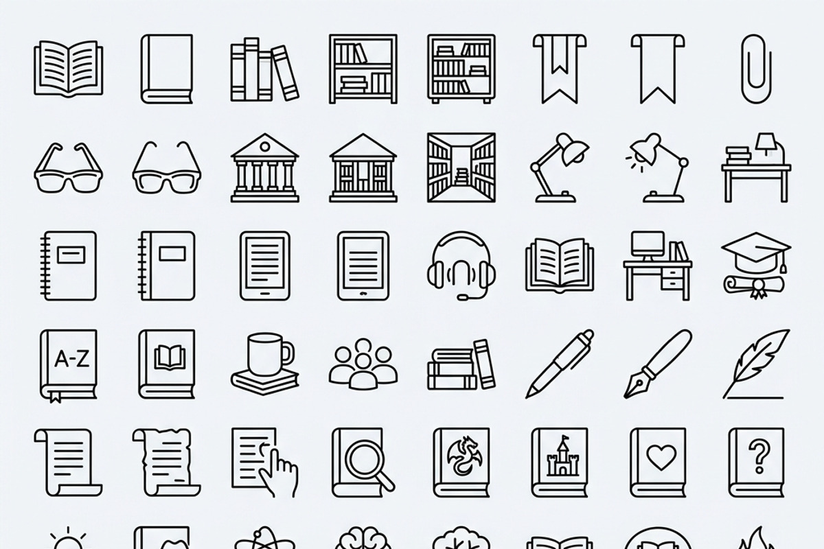 39 Book Lover Outline Icons, an Outline Icon by adenpinkstore (Photo 2 of 7)