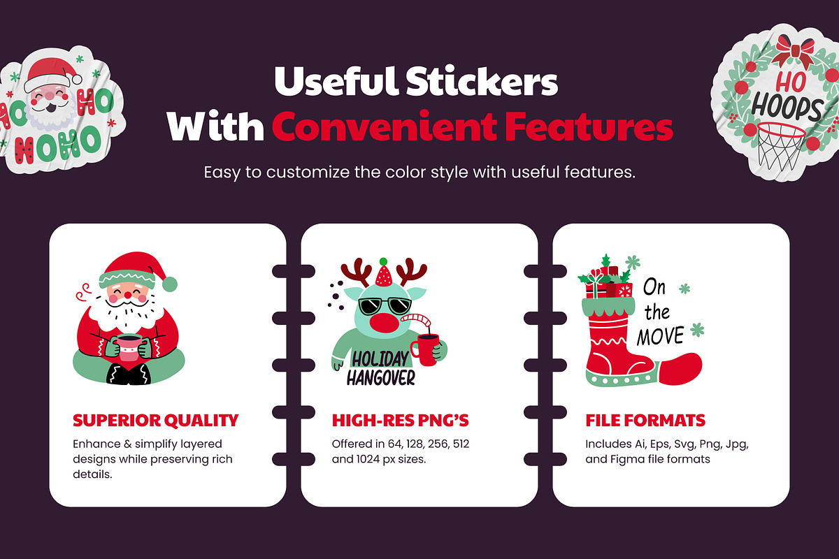 Christmas Stickers, an Emoji Icon by Brickclay (Photo 2 of 9)
