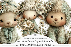 Whimsical Spring Sheep Clipart, an Illustration by Designking
