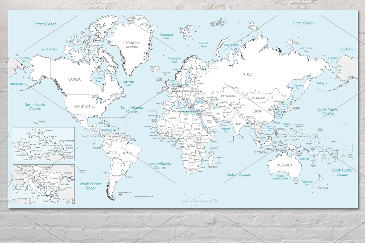 6x Illustrated Vector World Maps, an Illustration by asantosg (Photo 8 of 9)