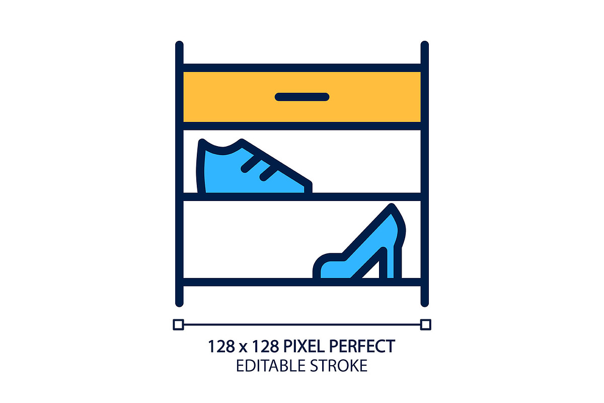 Shoe rack pixel perfect RGB color, an Icon by IMG Visuals