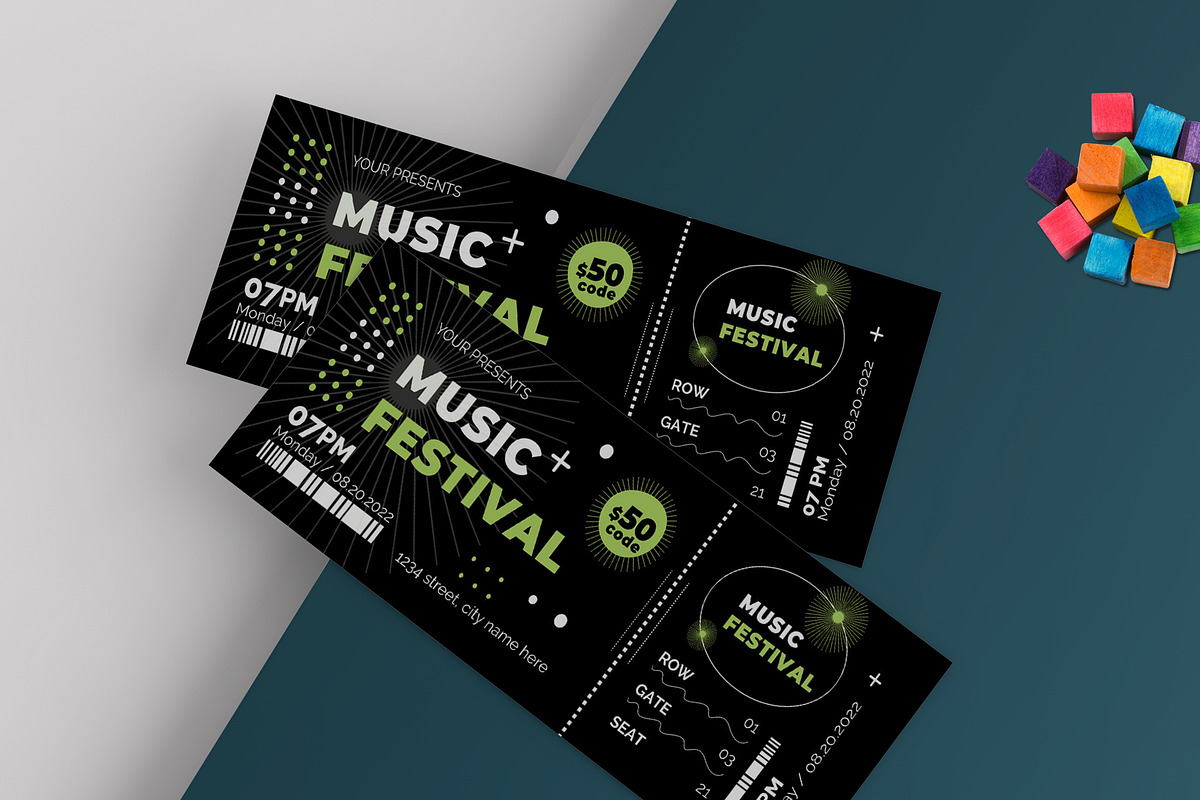 Music Festival Party Ticket, a Stationery Template by MightyDesign (Photo 2 of 6)