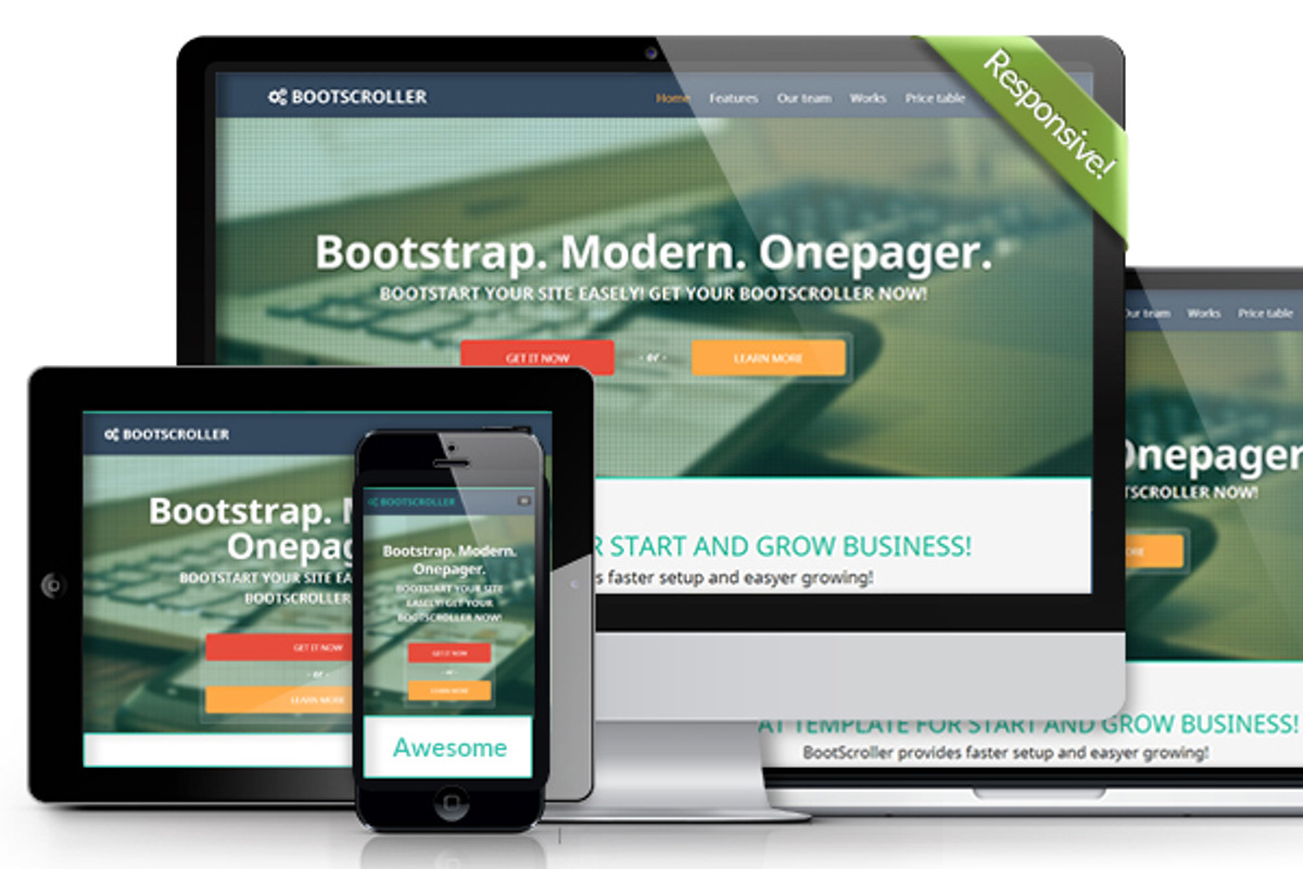 BootScroller one page Bootstrap resp, a Landing Page Template by Bootstraptor (Photo 4 of 4)