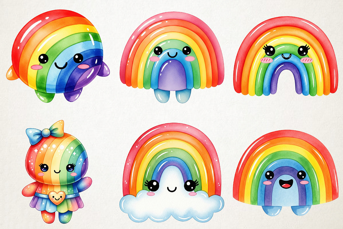 Cute Rainbow Character Clipart, an Illustration by RobertsArt (Photo 4 of 7)