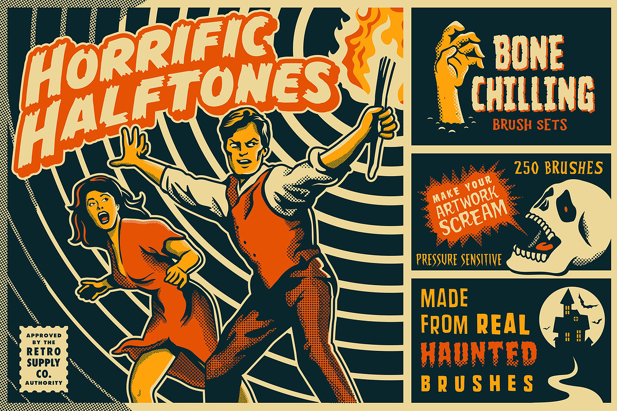 Horrific Halftones for Affinity, a Brush Add-On by RetroSupply Co. (Photo 1 of 21)