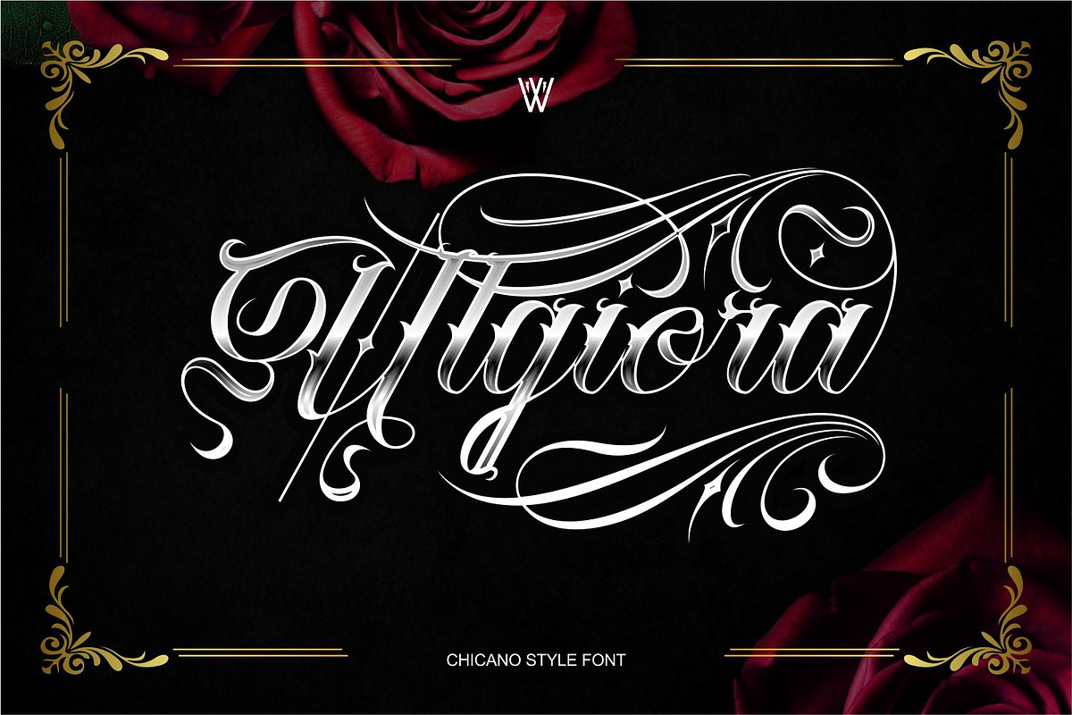 Ulgiora Edgy and  Luxurious Tattoo, a Script Font by WhymoreArt (Photo 1 of 12)