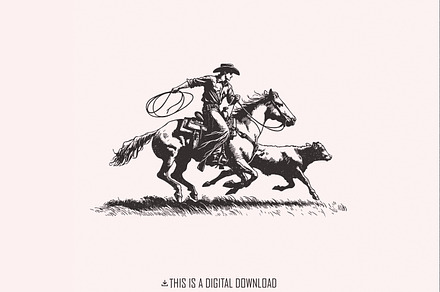 Retro Cowboy Lasso PNG, Western, an Illustration by SharpMarketplace
