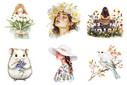Watercolor White Spring Friends PNG, an Illustration by SinaCreation (Thumbnail 2 of 5)
