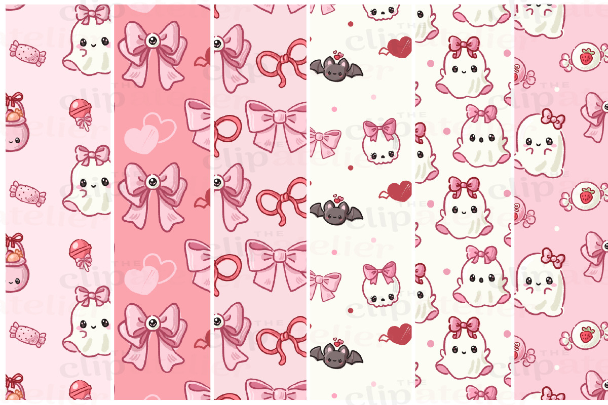 Girly Halloween Seamless Patterns, a Pattern Graphic by TheClipAtelier (Photo 2 of 3)
