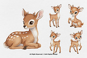 15 Bundle Watercolor Happy Deer Stag, an Animal Illustration by Morspective (Thumbnail 5 of 8)