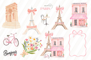 Whimsical Cute Paris Eiffel Clipart, an Illustration by Sunflower Day Love