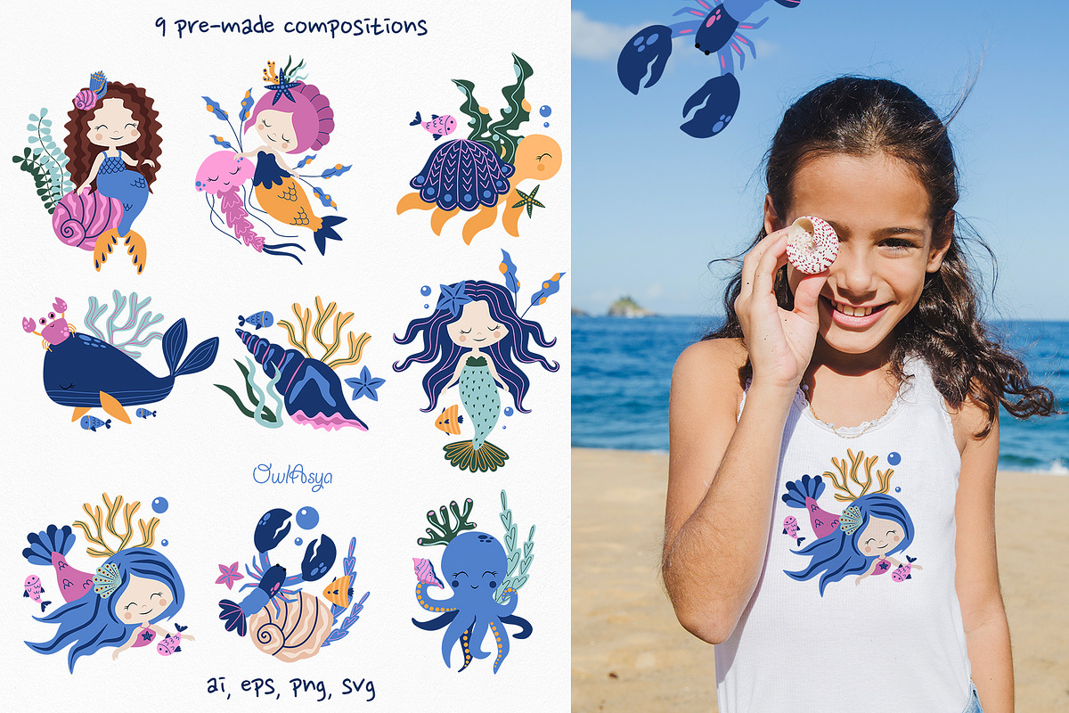 Little Mermaid Collection, an Object Illustration by owlasya (Photo 3 of 10)