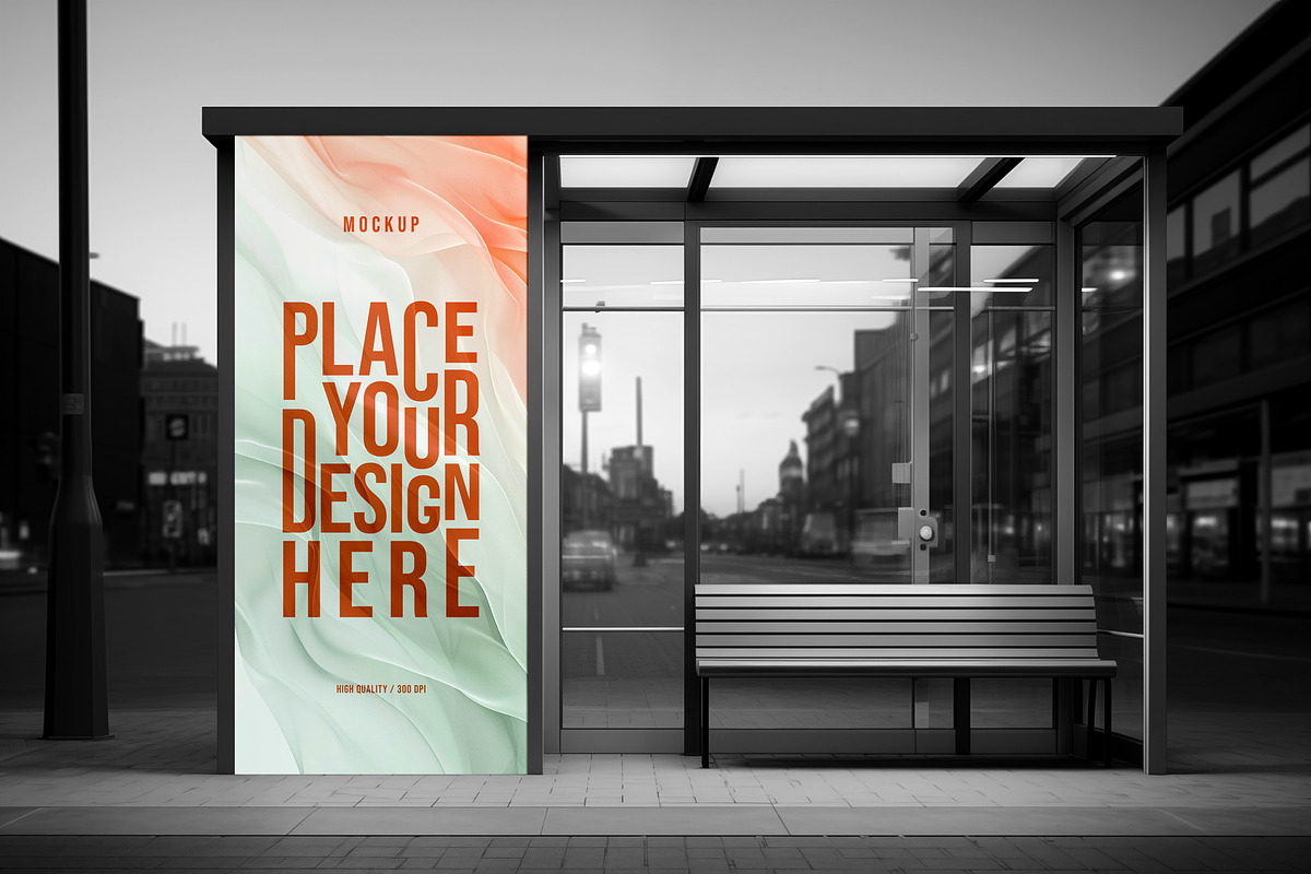 Bus Stop Poster Mockup, an Advertising Mockup by dpi (Photo 5 of 12)