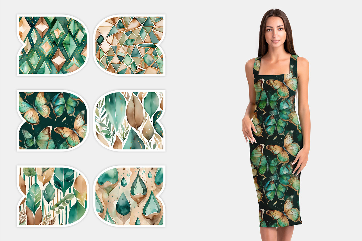 Boho Patterns. green and brown, a Pattern Graphic by L- design studio (Photo 4 of 6)