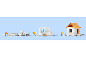 House construction site animation, an Architecture 3D Model by Marozhkastudio