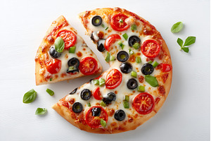 A pizza featuring fresh tomatoes, a Food & Drink Photo by ZinetroN