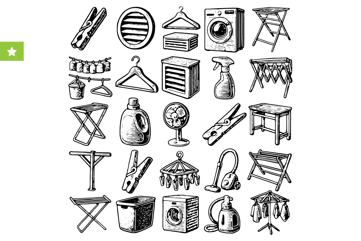 Laundry & Cleaning Icons Set, an Object Graphic by RT Studio