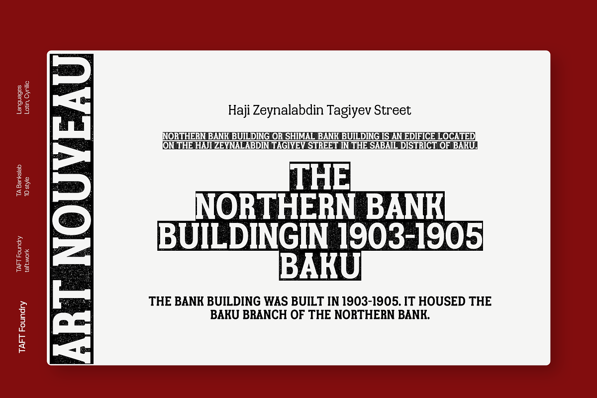 TA Bankslab Art Nouveau, a Slab Serif Font by TAFT Foundry (Photo 1 of 10)