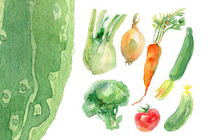 Watercolor vegetables set
