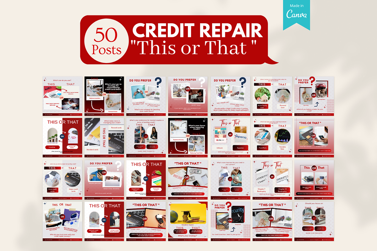 Credit Repair - Canva Templates, a Social Media Template by Viral Content Design (Photo 3 of 14)