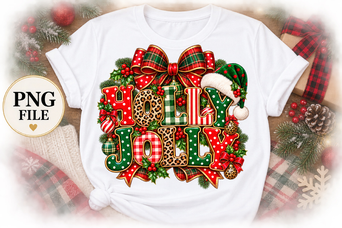 Holly Jolly Christmas PNG, a Seasonal Illustration by Watercolor design (Photo 2 of 3)