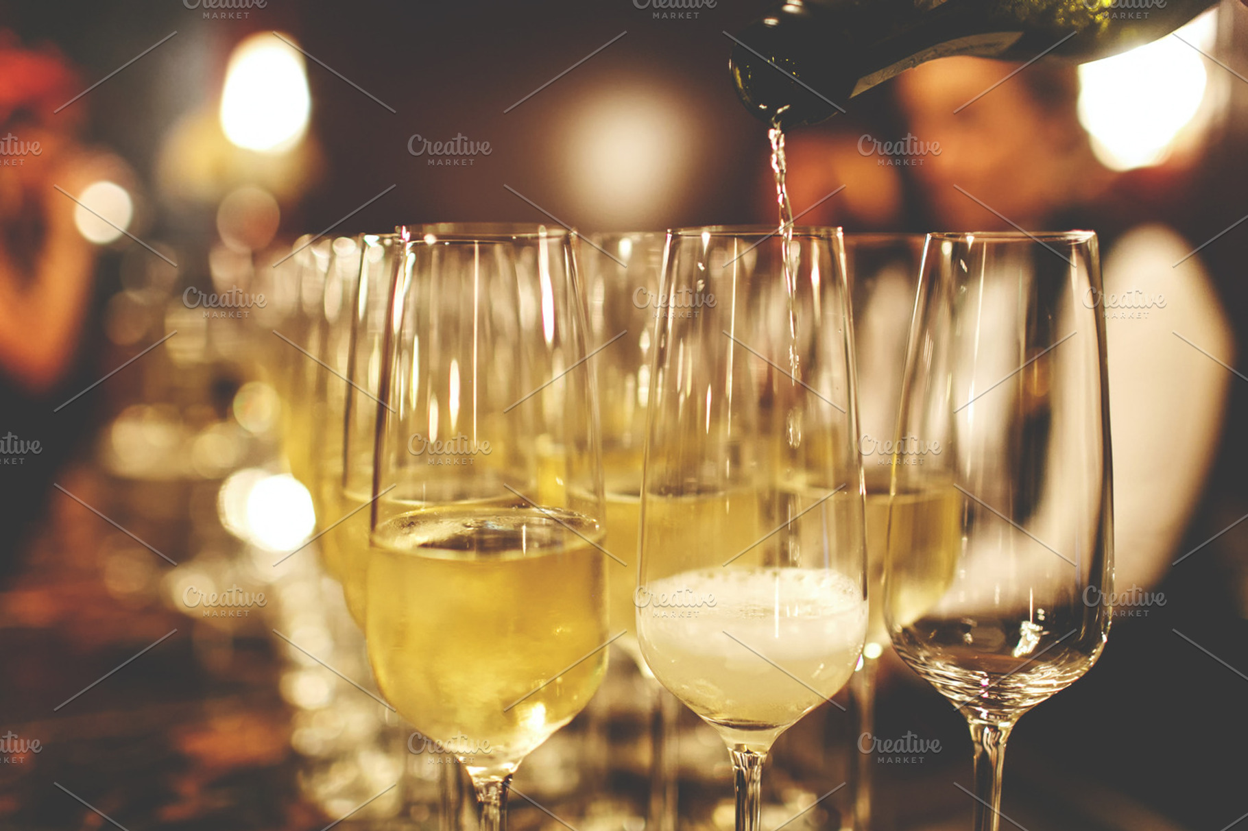 A lot of wine glasses featuring drink, alcohol, and champagne, a Holiday Photo by IvashStudio