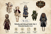 Witchcraft Clipart Paper Dolls, a Decorative Illustration by Print Haven Mochi Vintage (Thumbnail 1 of 6)