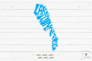 Lake Winnipeg Map Word Art SVG Cut, a Graphic by DigitalDesignsLaura