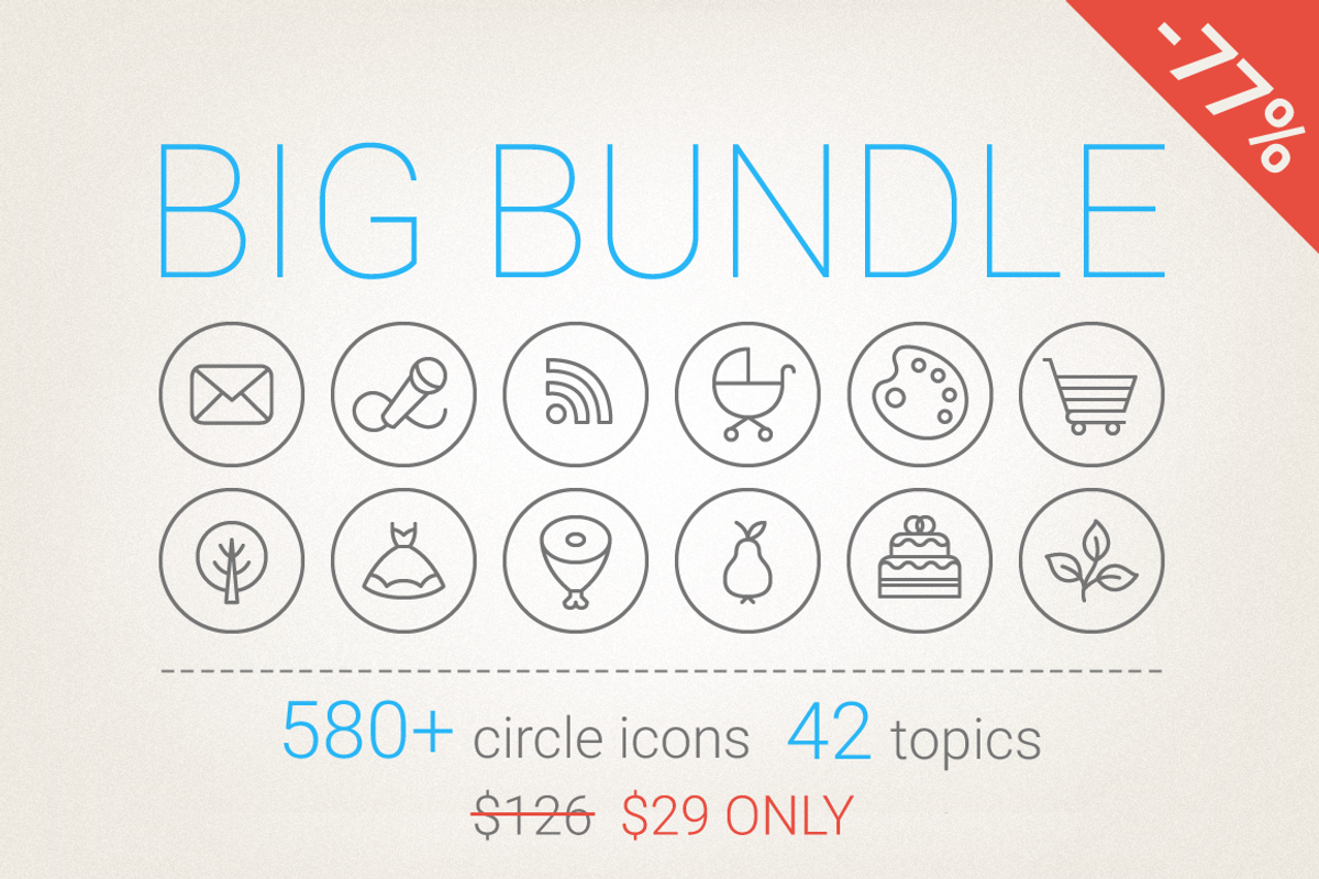 77% Off - Circle Icons Big Bundle, an Outline Icon by miumiu (Photo 1 of 3)