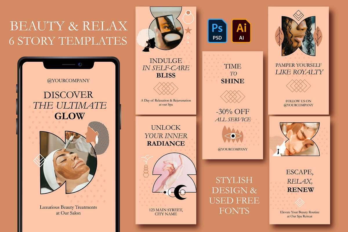 Beauty Story Templates Set, a Social Media Template by barsrsind