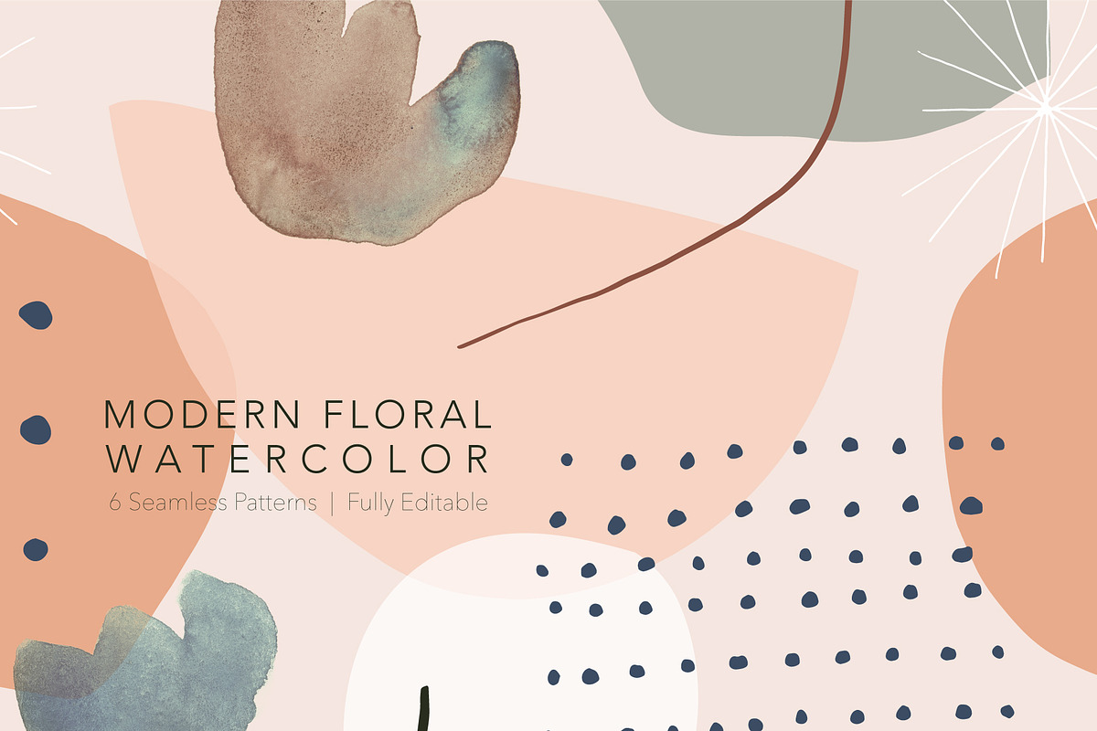 Modern Floral Watercolor Collection, a Pattern Graphic by The Collective Studio (Photo 1 of 8)