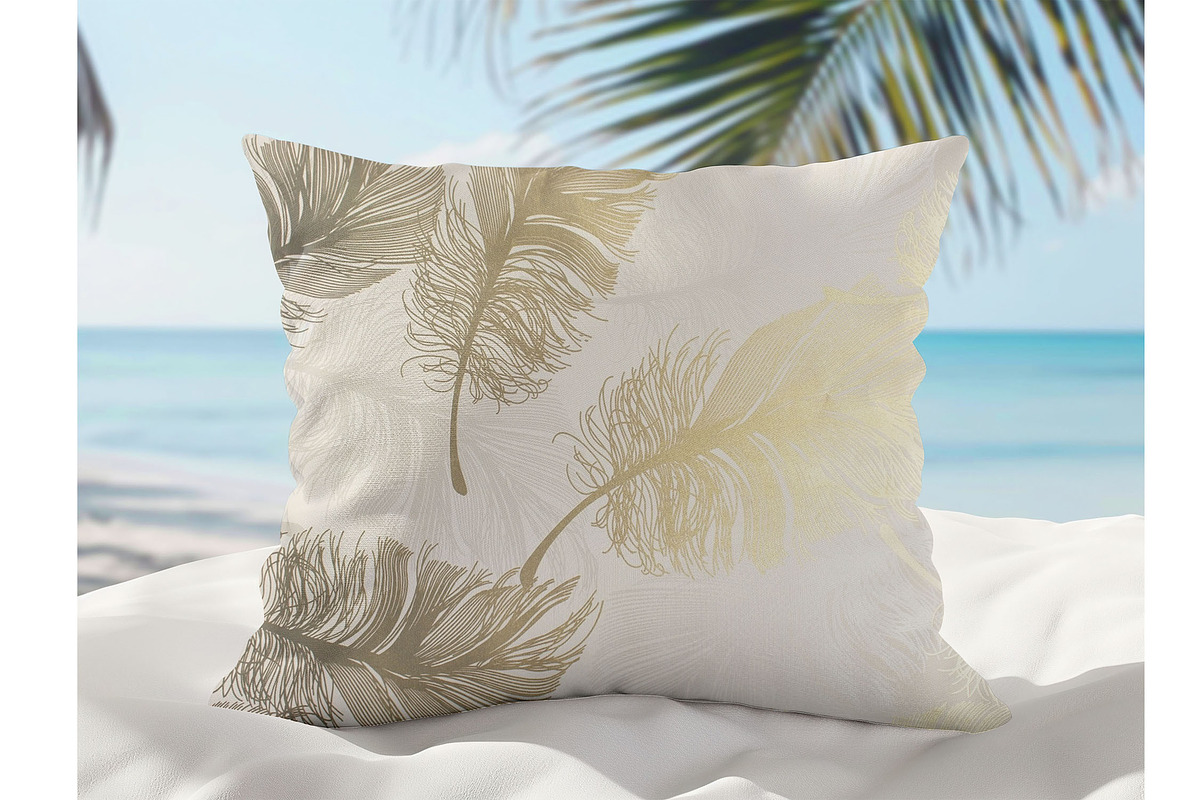 Beach Square Pillow Mockup for Canva, a Household Mockup by NoemieDesigns (Photo 8 of 8)