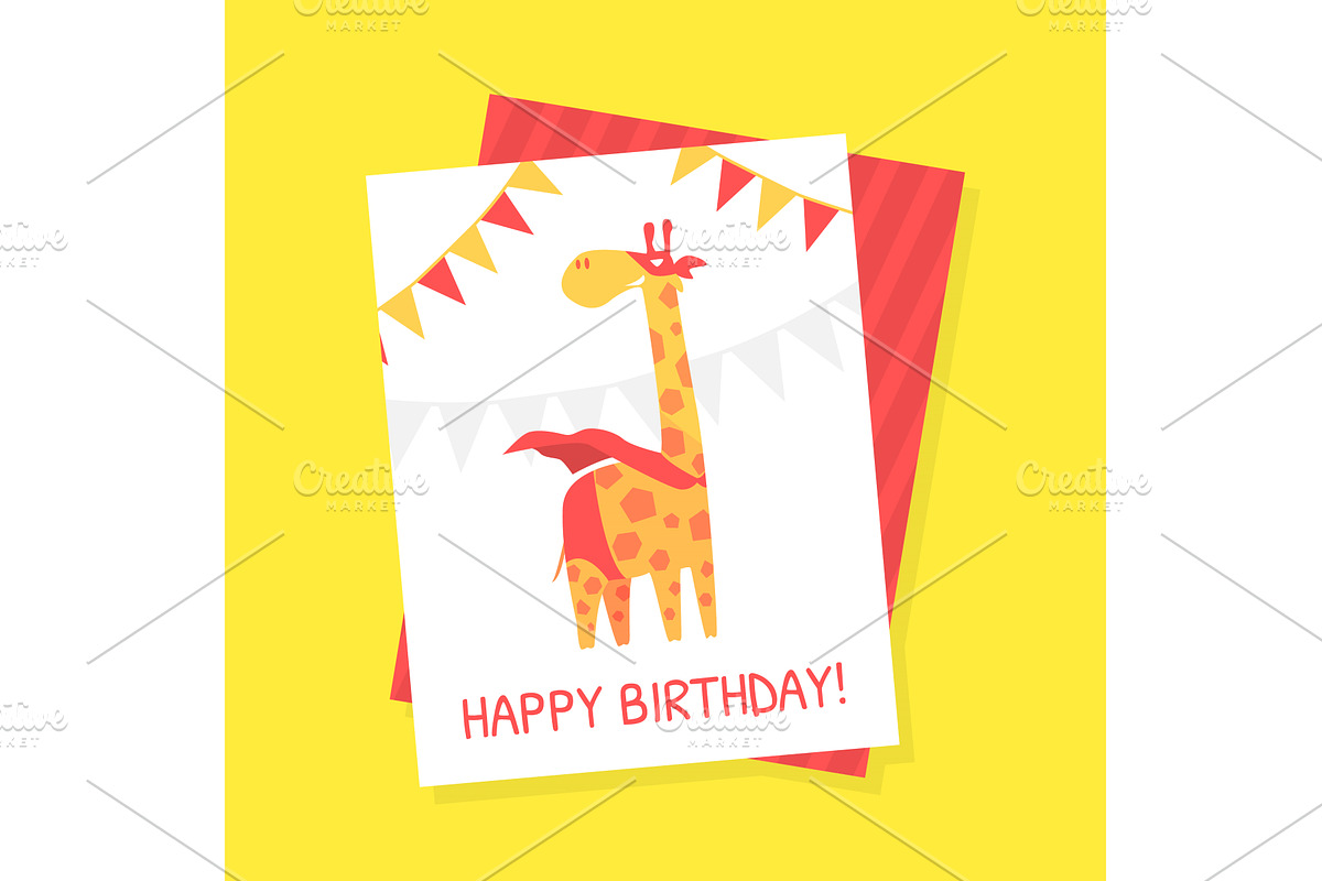 Happy Birthday Card Template with, an Object Illustration by TopVectors