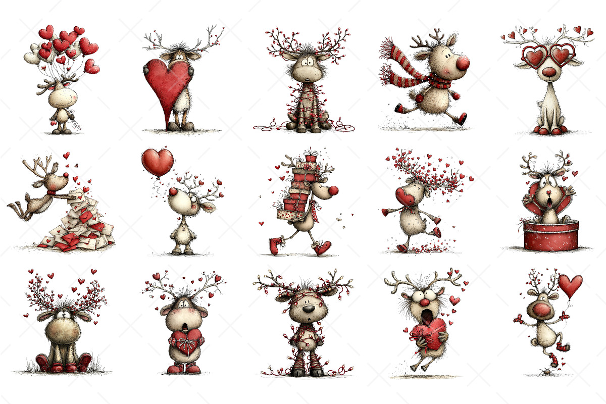 Funny Panic Reindeer Clipart, an Illustration by Craft Nest (Photo 4 of 8)